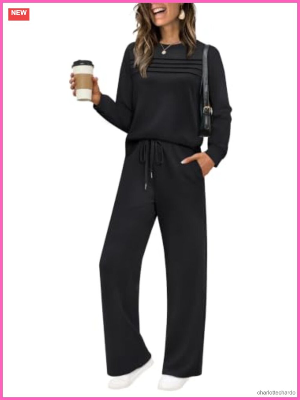 2 Piece Lounge Set Sweatsuit Tracksuit Wide Leg with Pockets Casual Travel